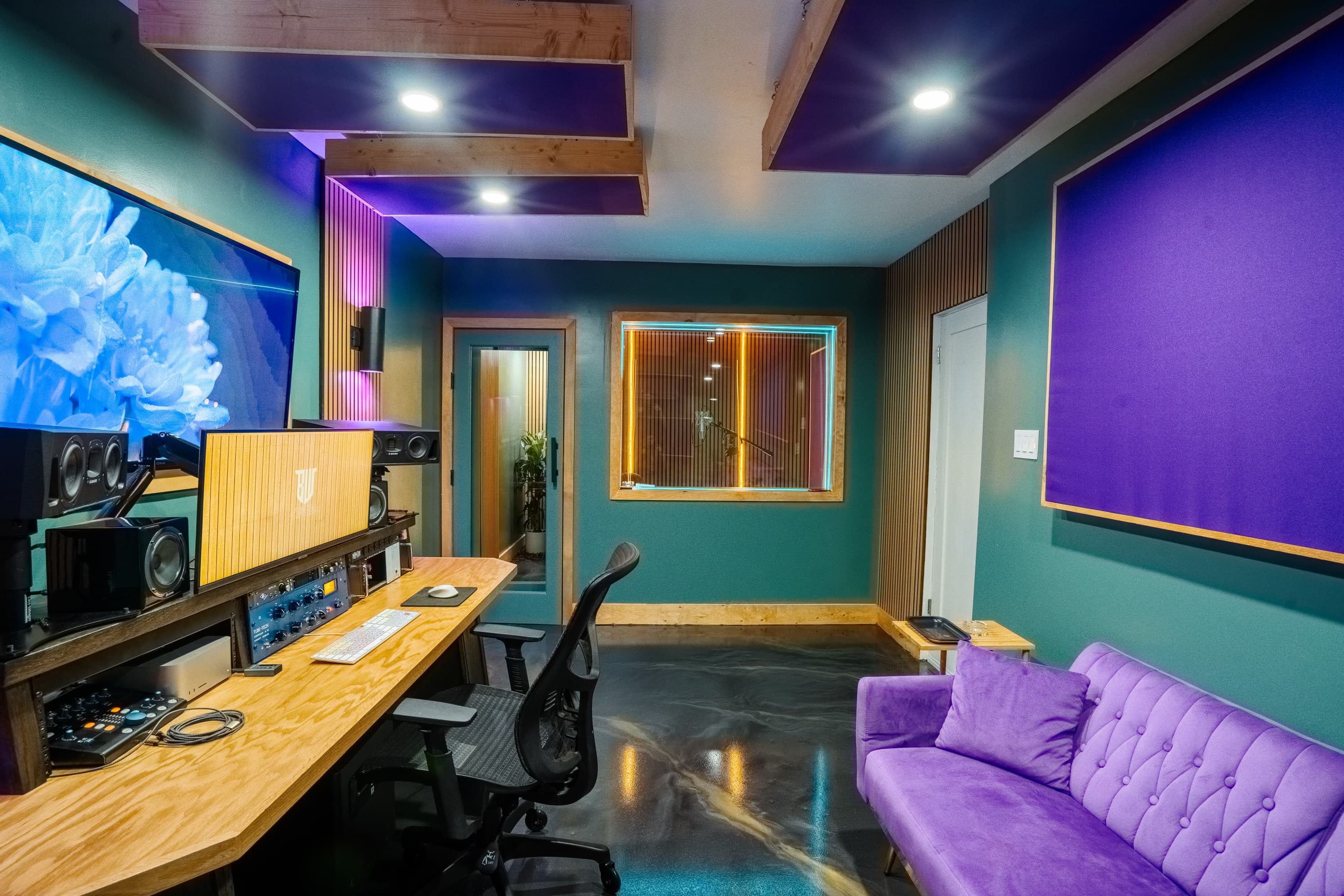 Vocal booth in the Iris Room at Basswood Studios recording studio, North Hollywood, CA