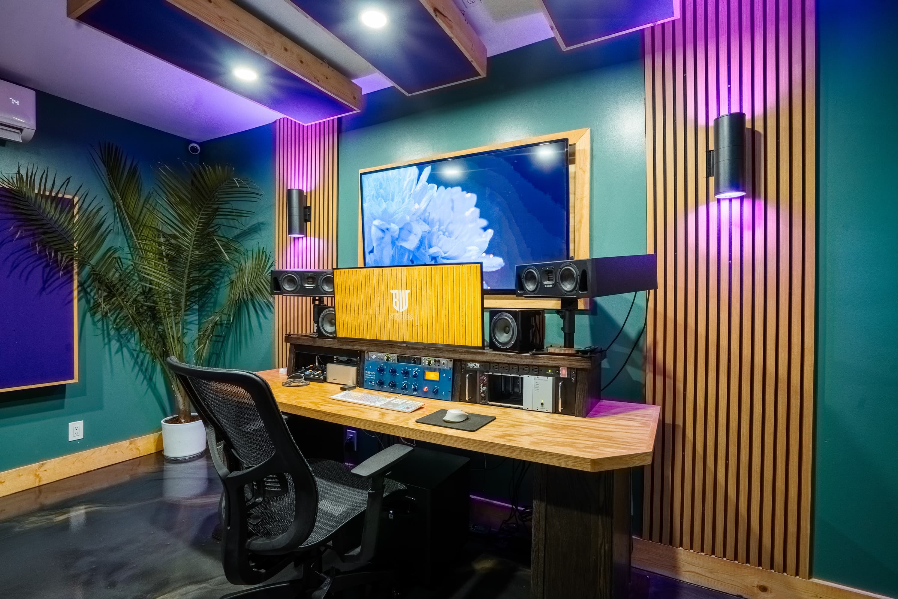 Iris Room producer desk and studio monitors at Basswood Studios, North Hollywood, CA